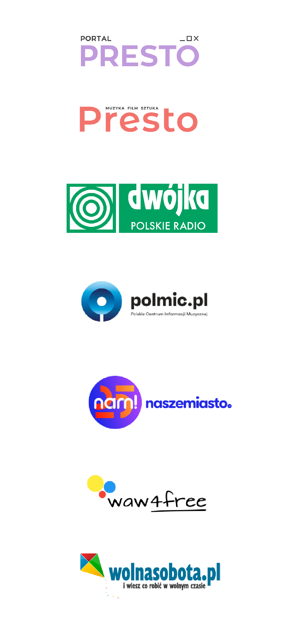 Logotypy patronów medialnych festiwalu